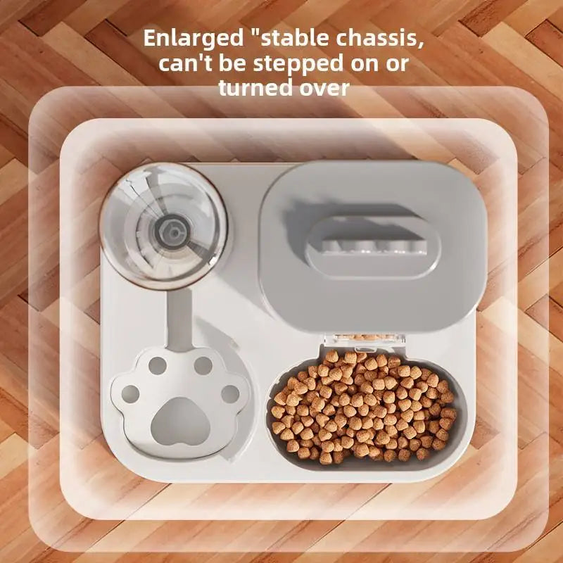 Dispensador automático de agua para gatos y perros con cuenca de comida integrada sin necesidad de baterías, diseño automático de una pieza de comedero para mascotas