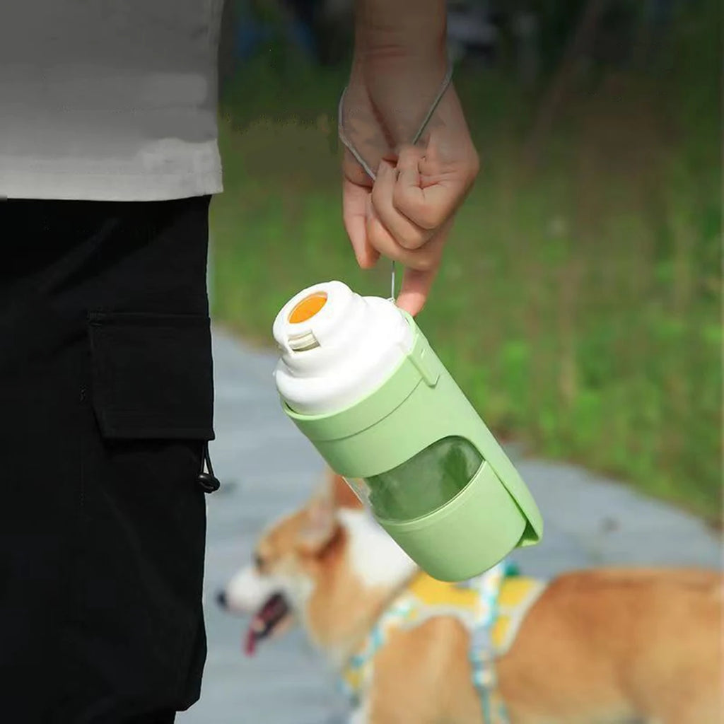 Botella de agua portátil para perros y gatos con almacenamiento, contenedor de comida y agua para cachorros, mascotas, perros, comedero, cuenco, viajes al aire libre, suministros para mascotas