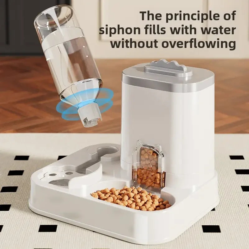 Dispensador automático de agua para gatos y perros con cuenca de comida integrada sin necesidad de baterías, diseño automático de una pieza de comedero para mascotas