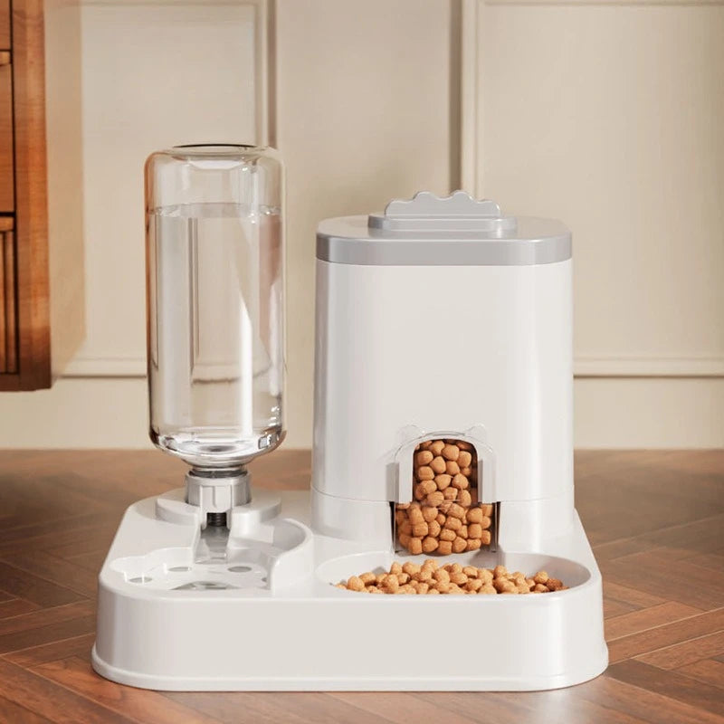 Dispensador automático de agua para gatos y perros con cuenca de comida integrada sin necesidad de baterías, diseño automático de una pieza de comedero para mascotas