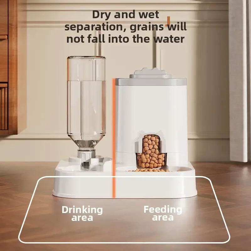 Dispensador automático de agua para gatos y perros con cuenca de comida integrada sin necesidad de baterías, diseño automático de una pieza de comedero para mascotas
