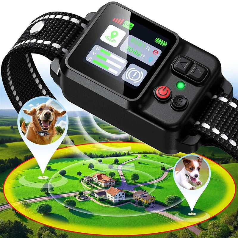 Rango de cobertura de valla inalámbrica para perros con GPS 49-6561 pies IP67 Modos de entrenamiento ajustables a prueba de agua Posicionamiento GPS Solo para uso en exteriores