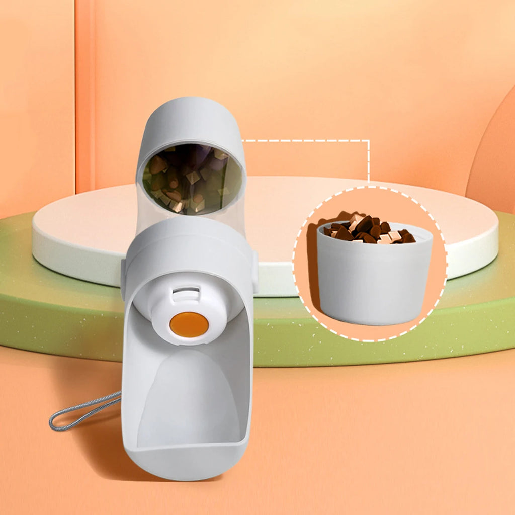 Botella de agua portátil para perros y gatos con almacenamiento, contenedor de comida y agua para cachorros, mascotas, perros, comedero, cuenco, viajes al aire libre, suministros para mascotas