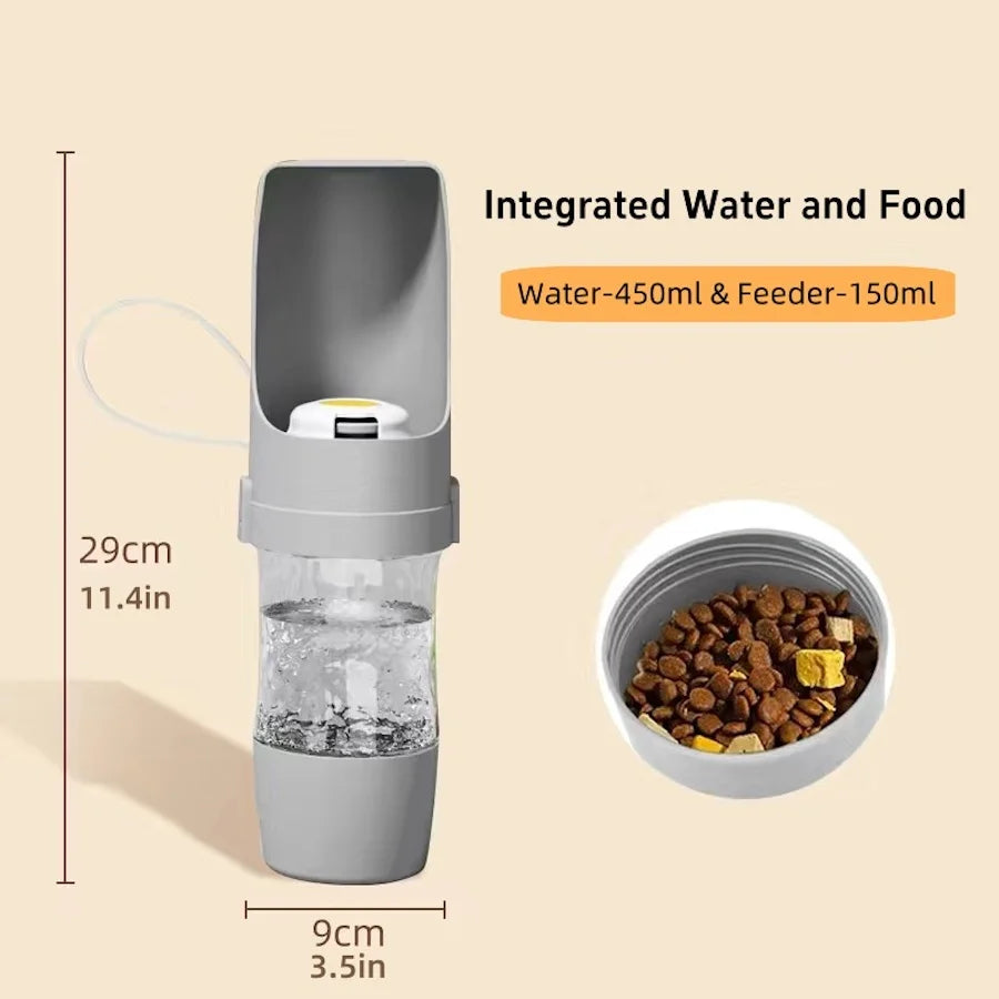 Botella de agua portátil para perros y gatos con almacenamiento, contenedor de comida y agua para cachorros, mascotas, perros, comedero, cuenco, viajes al aire libre, suministros para mascotas