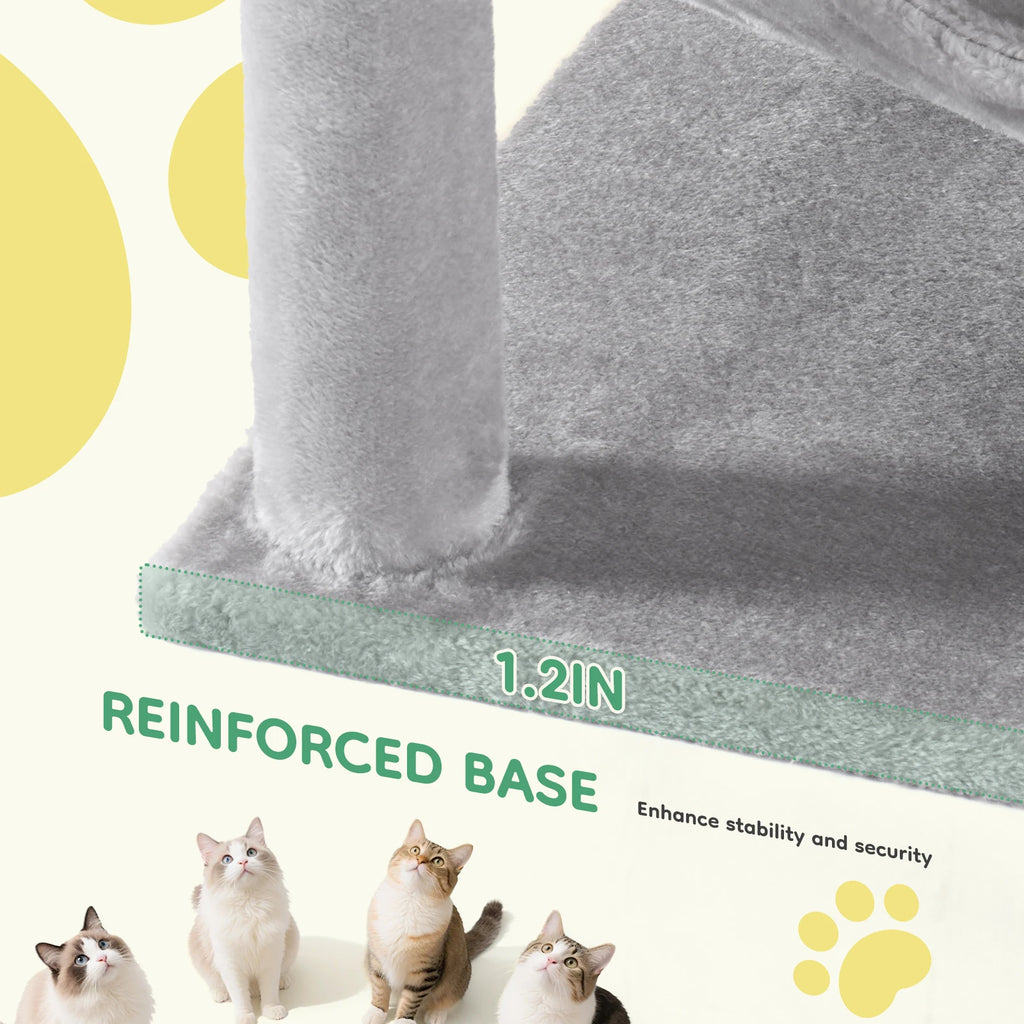 Cat Tree Tall Multi-Cat Climbing Tower para muebles para mascotas Postes rascadores de sisal natural Casa estable para mascotas para gatos de interior