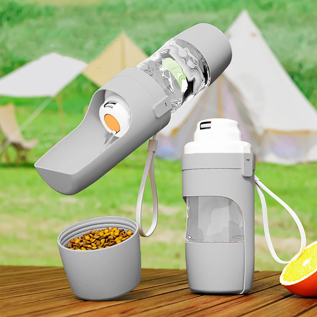 Botella de agua portátil para perros y gatos con almacenamiento, contenedor de comida y agua para cachorros, mascotas, perros, comedero, cuenco, viajes al aire libre, suministros para mascotas