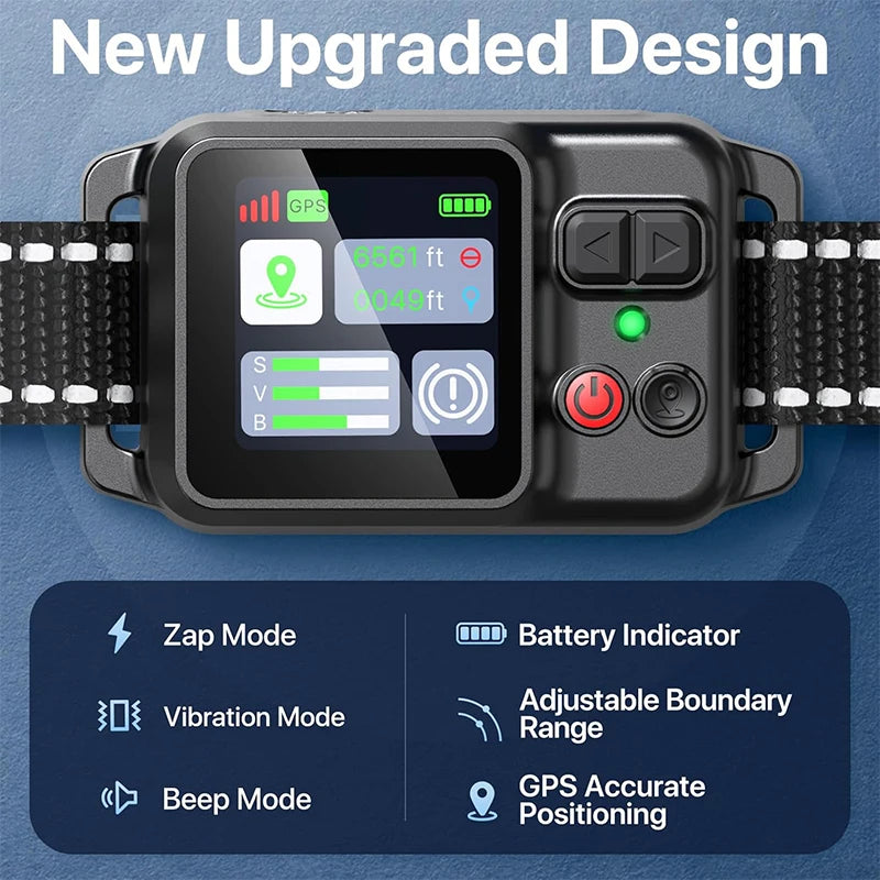 Rango de cobertura de valla inalámbrica para perros con GPS 49-6561 pies IP67 Modos de entrenamiento ajustables a prueba de agua Posicionamiento GPS Solo para uso en exteriores