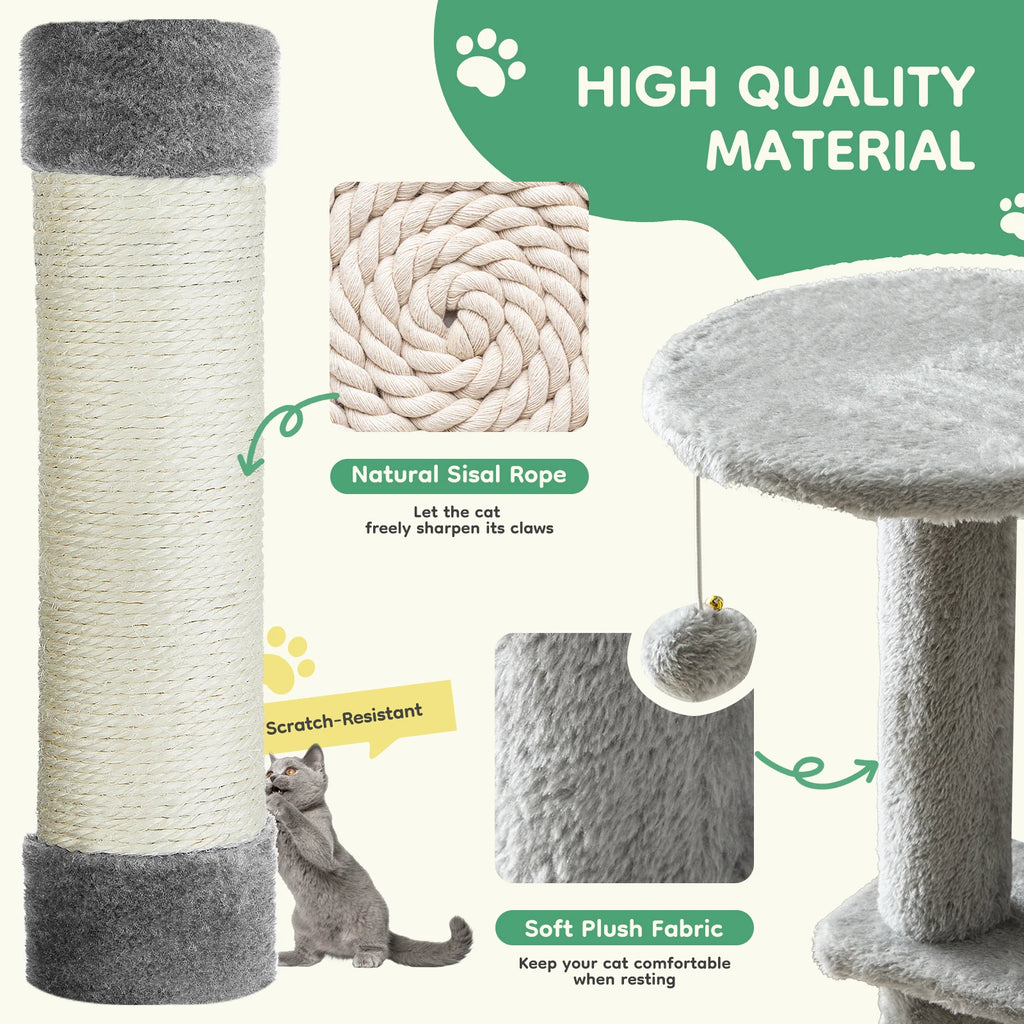 Cat Tree Tall Multi-Cat Climbing Tower para muebles para mascotas Postes rascadores de sisal natural Casa estable para mascotas para gatos de interior