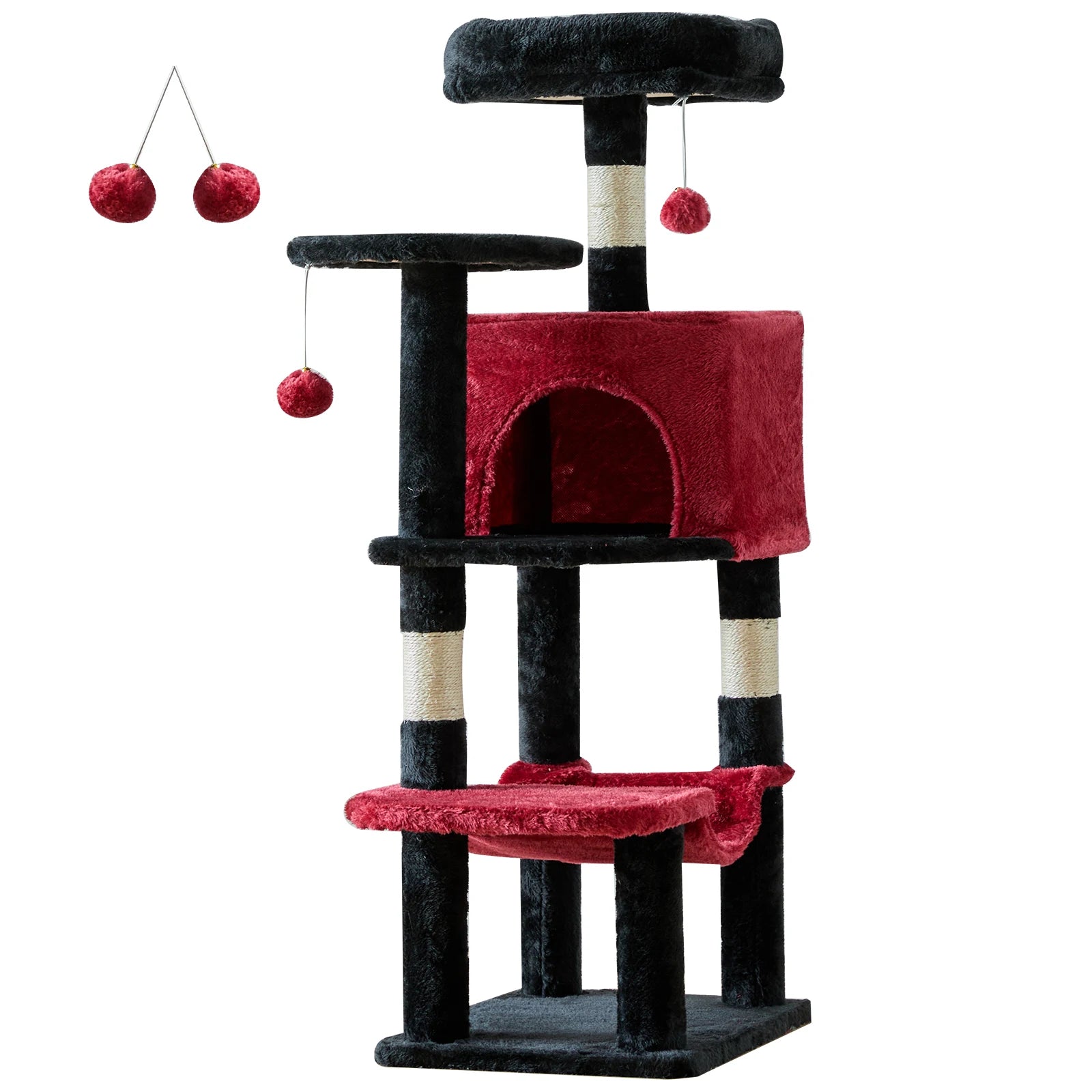 Cat Tree Tall Multi-Cat Climbing Tower para muebles para mascotas Postes rascadores de sisal natural Casa estable para mascotas para gatos de interior
